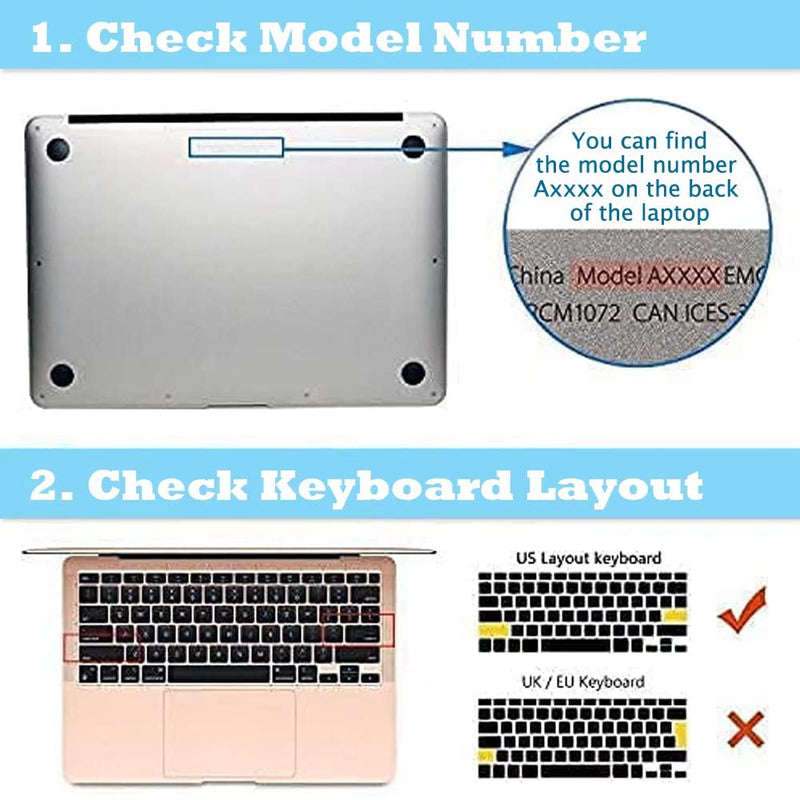  [AUSTRALIA] - iNOTOGG Compatible with MacBook Air 13 Inch Case with Touch ID 2021 2020 2019 2018, Model A2337 M1 A2179 A1932, Classic PU Leather Hard Shell Plastic Case with Keyboard Cover & Screen Protector, Black Air 13.3 A2337 M1 A2179 A1932, 2018-2021