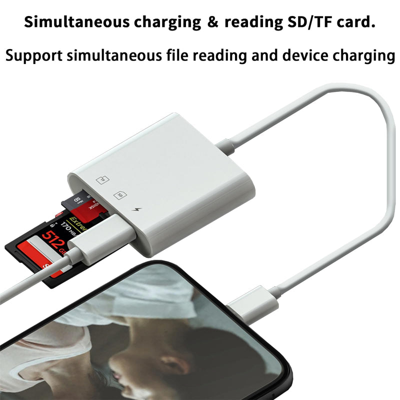  [AUSTRALIA] - Lorlorkool SD Card Reader for iPhone/iPad, Trail Camera Viewer with Dual Slot for SD/Micro SD and Charging Port,Photography Memory TF Card Adapter,Plug and Play