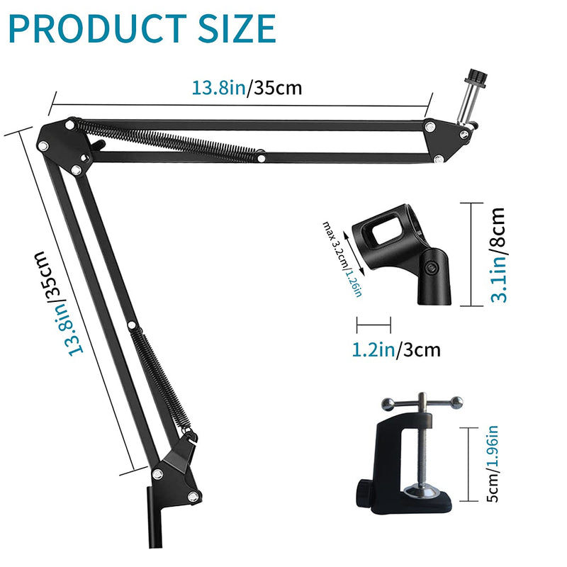  [AUSTRALIA] - novonest Microphone Arm, Upgraded Mic Arm Microphone Stand Boom Suspension Stand with 3/8" to 5/8" Screw Adapter Clip for Blue Yeti Snowball, Yeti Nano, Yeti x and other Mic,Foldable,Medium,NB35-1 Simple Version