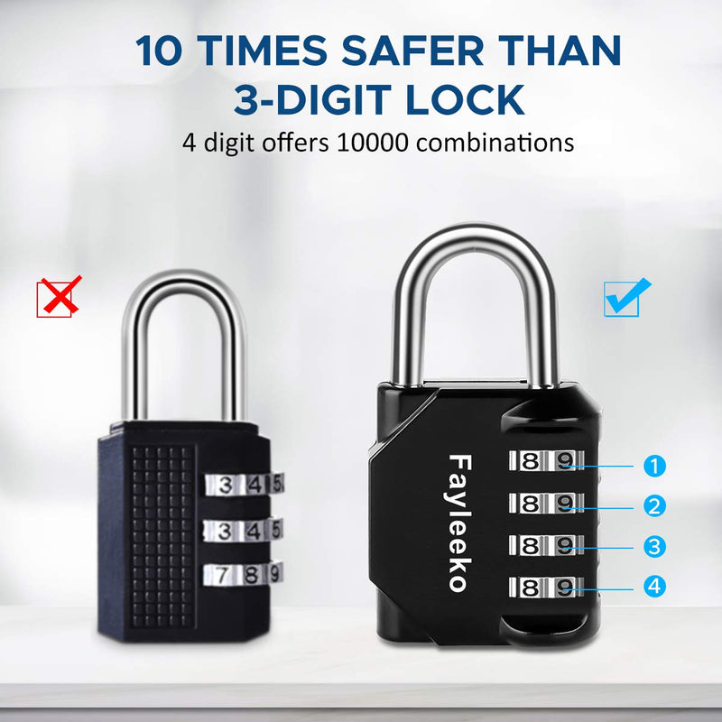  [AUSTRALIA] - Combination Lock, 4 Pack, 4 Digit Combination Padlock for School Gym Sports Locker, Fence, Toolbox, Case, Hasp Cabinet Storage Black
