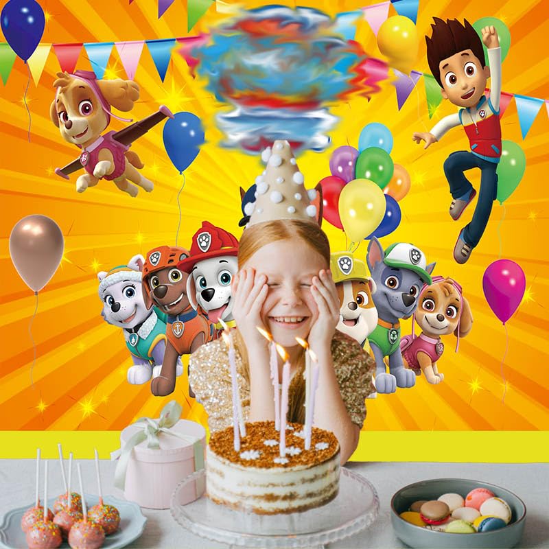  [AUSTRALIA] - Cartoon Backdrop Birthday Party Supplies Cartoon Themed Happy Birthday for Photography Background Cartoon Themed Party Decorations 5x3FT ((Yellow) Yellow