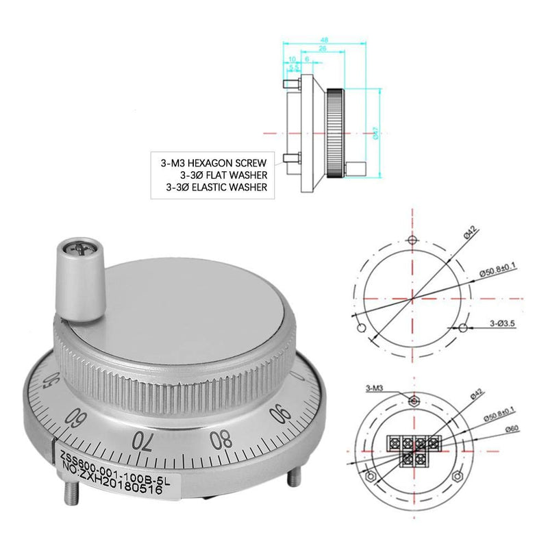  [AUSTRALIA] - CNC pulse generator, 5V 60mm handwheel pulse generator milling cutter router manual control for CNC system milling machine (white) white