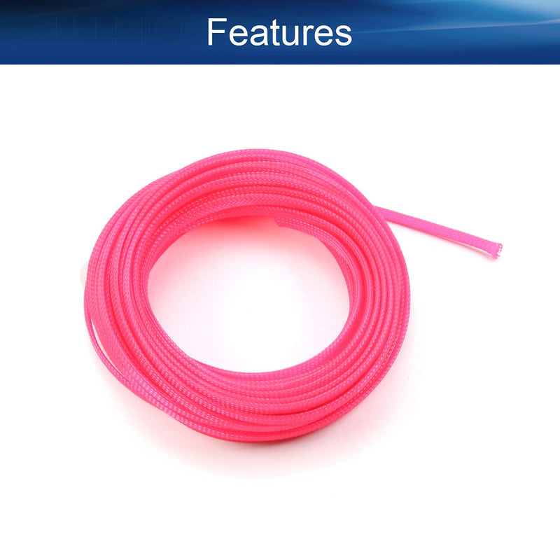  [AUSTRALIA] - Bettomshin 1Pcs 32.8Ft PET Braided Cable Sleeve, Width 6mm Expandable Braided Sleeve for Sleeving Protect Electric Wire Electric Cable Pink