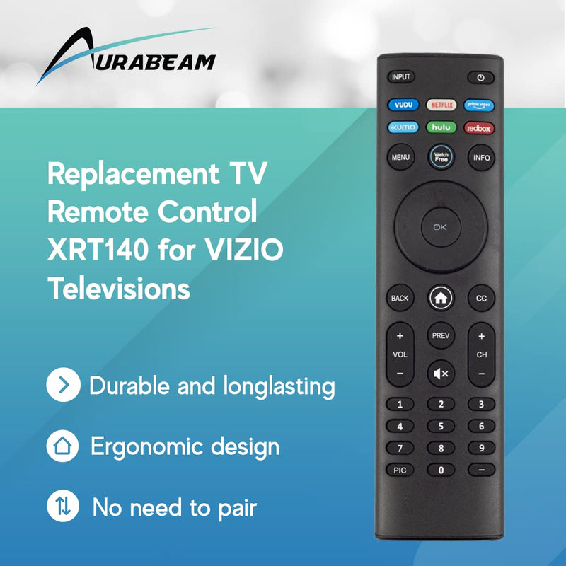  [AUSTRALIA] - Aurabeam Replacement Remote Control for Vizio XRT140 with Vudu Netflix Prime Video Xumo Hulu Redbox Home Smart TV Buttons D32HG9 D32H-G9 D40FG9 D40F-G9 M50Q7H1 M50Q7-H1 M55Q7H1 M55Q7-H1