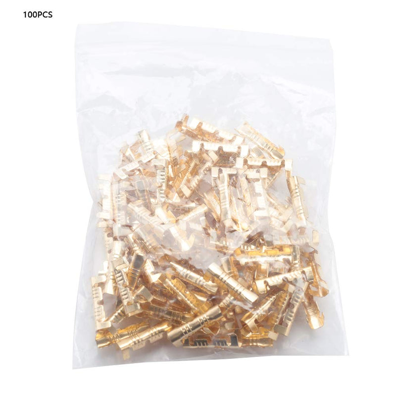  [AUSTRALIA] - Jeanoko U Shape Brass Wiring Terminal Quick Wiring Terminals Crimp Kit Brass Crimp Terminal Cable Wire Spade Line Pressing Button 100pcs for Lines of 0.5-1.5m Square