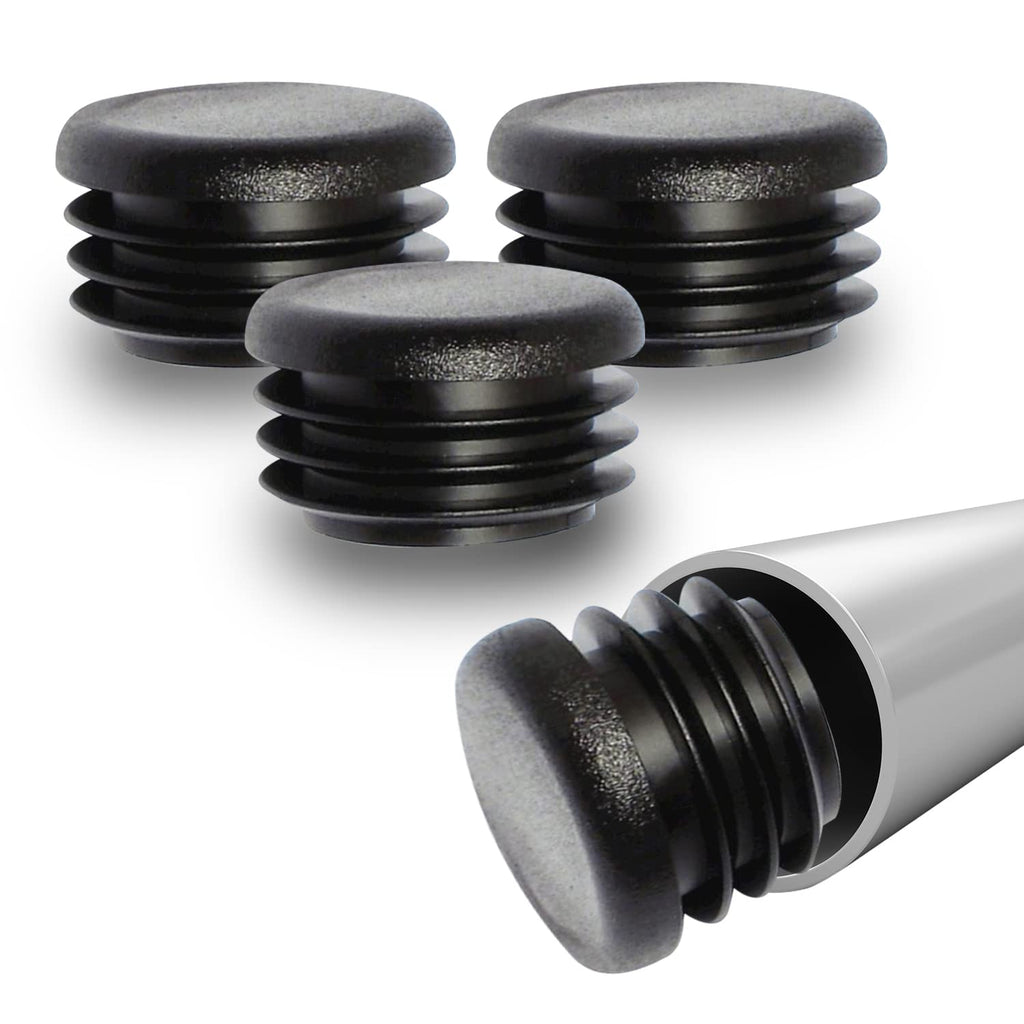  [AUSTRALIA] - Prescott Plastics 1" Inch (25.4 mm) Round Plastic Hole Plugs, Inserts, Black End Caps for Metal Tubing, Hardware Plugs, Fences, Glide Protection from Chair Legs and Furniture - Pack of 10