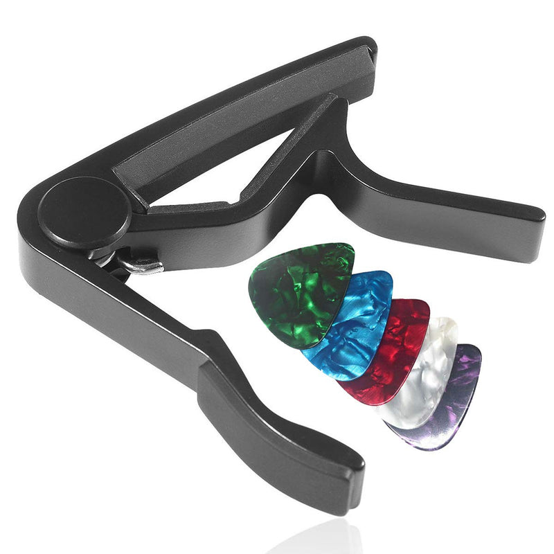 WINGO Quick-Change capo for Acoustic and Electric Guitars with 5 Picks for Free, Black. - LeoForward Australia