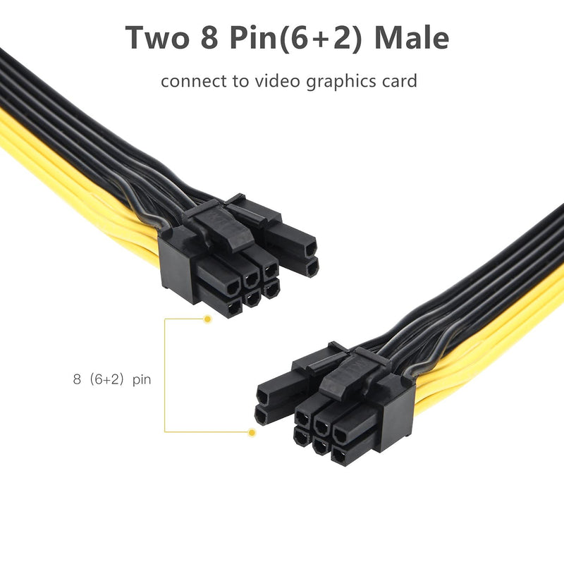  [AUSTRALIA] - PCIe Power Cable, 8 Pin Male to Dual 8 Pin (6+2) Male PCI-e Splitter Cable, Graphics Card PCI Express Power Adapter, UIInosoo for EVGA 24+8 Inches (NOT Compatible with Seasonic Sentey and Corsair)