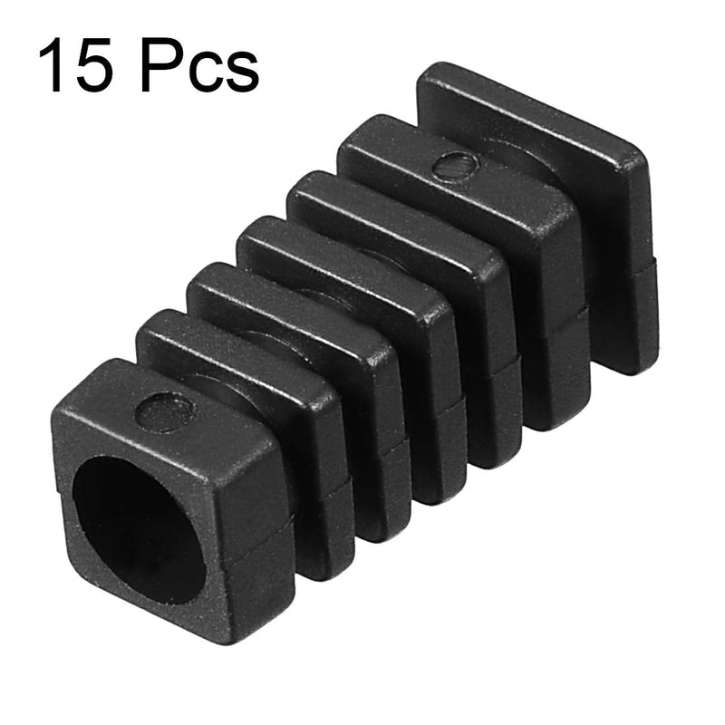  [AUSTRALIA] - uxcell 15Pcs 7mm Inner Dia PVC Square Strain Relief Cord Boot Protector Sleeve Power Tool Hose Black