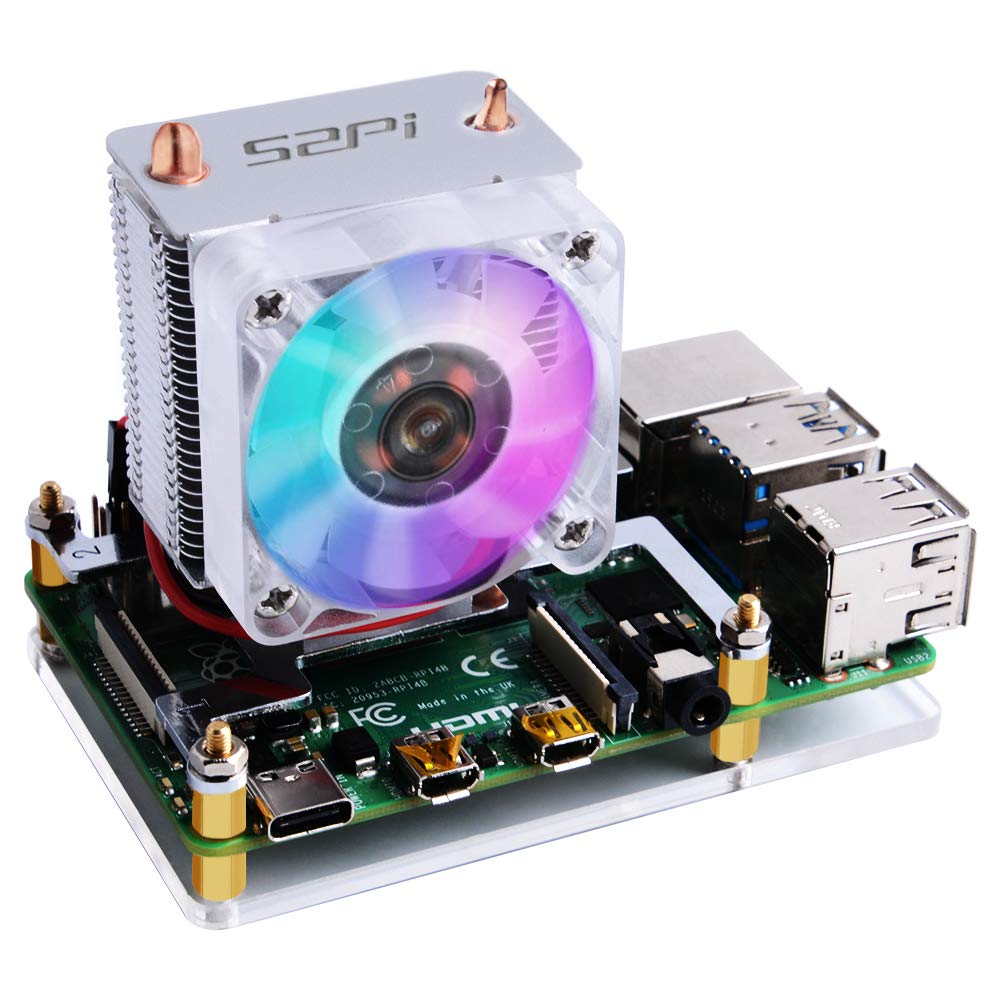  [AUSTRALIA] - GeeekPi Raspberry Pi Cooling Fan, Raspberry Pi ICE Tower Cooler, RGB Cooling Fan with Raspberry Pi Heatsink for Raspberry Pi 4 Model B & Raspberry Pi 3B+ & Raspberry Pi 3 Model B