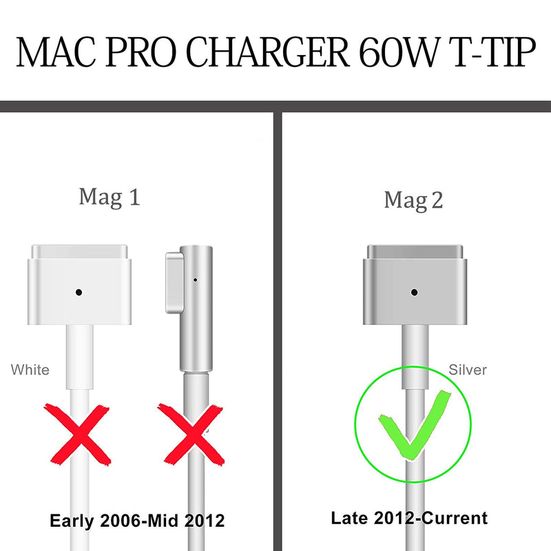  [AUSTRALIA] - Universal Charger,Replacement for Mac Book Pro 13 Inch Retina Display AC 60W T-Tip Connector Power Adapter