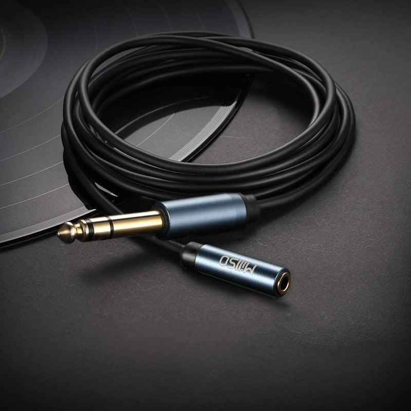  [AUSTRALIA] - MillSO 1/4 to 3.5mm Headphone Adapter, 6.6 Feet TRS 6.35mm 1/4 Male to 3.5mm 1/8 Female Stereo Jack Audio Adapter for Amplifiers, Guitar Amp, Keyboard Piano, Home Theater, Headphones 6.6 FT / 2 M Blue