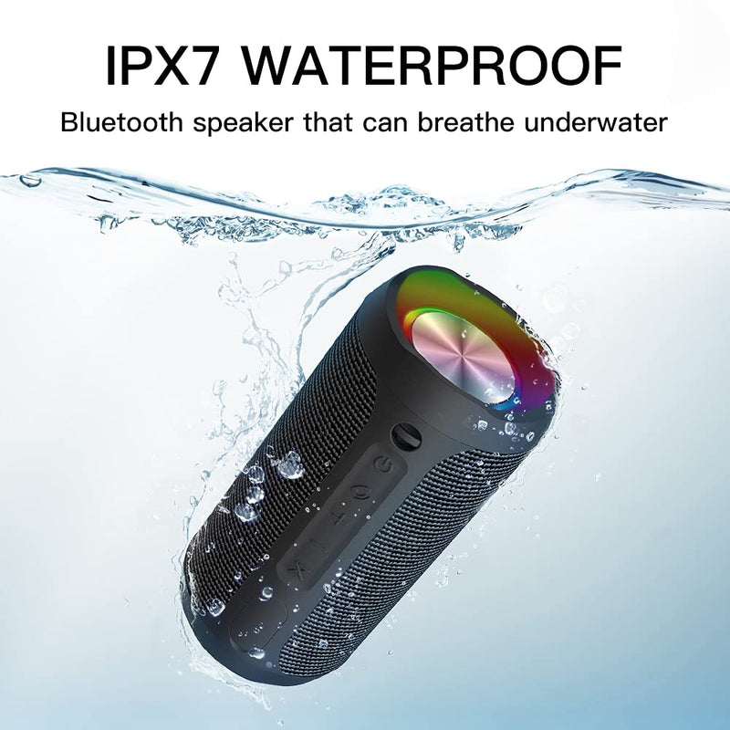  [AUSTRALIA] - EDUPLINK Portable Bluetooth Speaker Waterproof IPX7 Wireless Speaker with 20W Louder Stereo Sound Outdoor Speakers with Party Lights True Wireless Stereo Pairing for Home Party Black