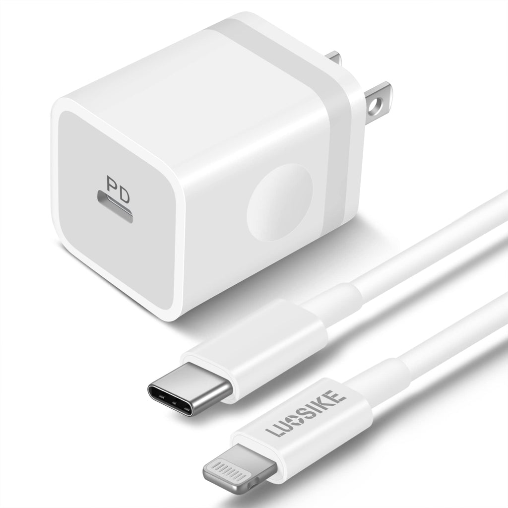  [AUSTRALIA] - iPhone 14 13 12 Fast Charger Block [Apple MFi Certified], LUOSIKE 20W PD USB C Wall Charger Power Adapter Plug Cube with 6FT USB C to Lightning Cable for iPhone 14 Pro Max/13 Mini/12/11/ XS/XR/X, iPad 20W PD Charger+USB C Cable