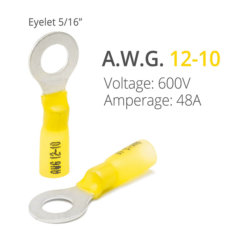  [AUSTRALIA] - Wirefy Yellow ring cable lugs shrink connector M8 - solderless cable lugs assortment - ring cable lug crimp connector 4-6 mm² - 90 pieces 90 pieces. Yellow - M8 - 4 - 6 mm²