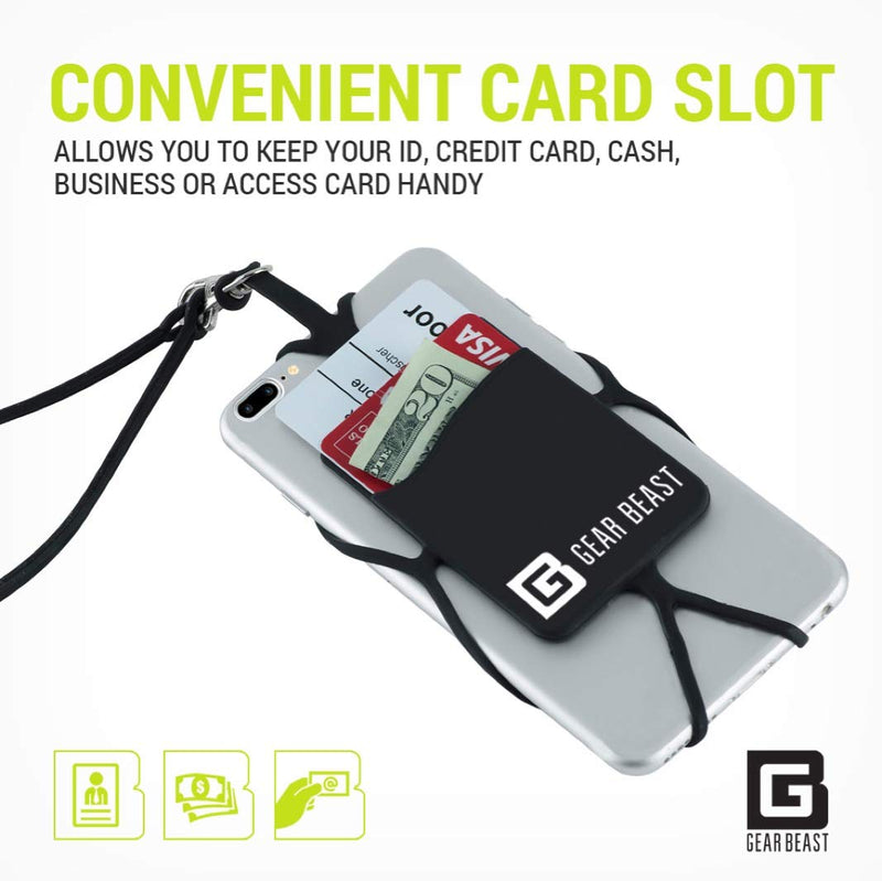  [AUSTRALIA] - Gear Beast Cell Phone Lanyard - Universal Neck Phone Holder w/Card Pocket and Silicone Neck Strap - Compatible with Most Smartphones, Arcadia