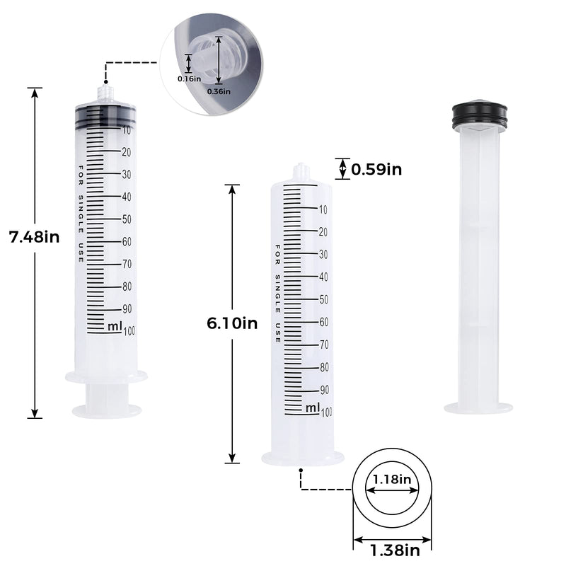  [AUSTRALIA] - 4 Pack 100ml Syringes, Large Plastic Syringe with 40inch Handy Plastic Tubing and Luer Connections for Scientific Labs, Watering, Feeding, Refilling, Injecting, Drawing Oil, Fluid and Water