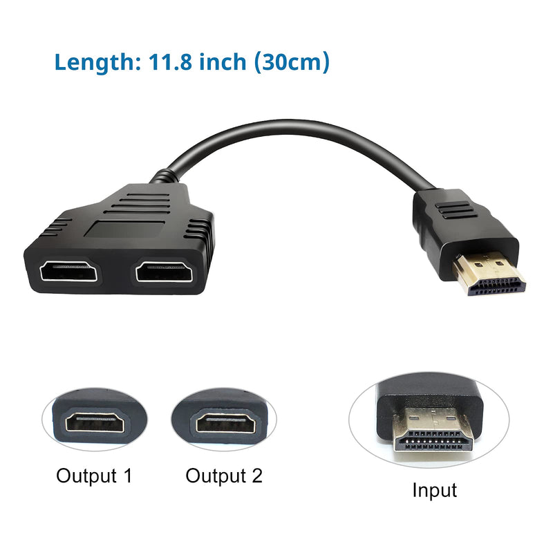 HDMI Splitter Adapter Cable - HDMI Splitter 1 in 2 Out HDMI Male to Dual HDMI Female 1 to 2 Way for HDMI HD, LED, LCD, TV, Support Two The Same TVs at The Same Time - LeoForward Australia