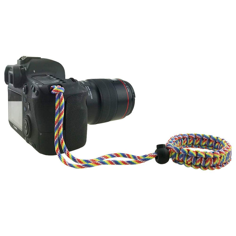  [AUSTRALIA] - Allzedream Camera Wrist Strap Paracord Bracelet Adjustable for DSLR Binocular Cell Phone (Rainbow) Rainbow