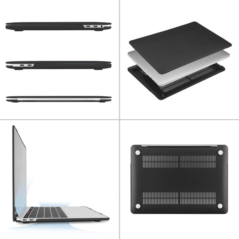  [AUSTRALIA] - MOSISO Compatible with MacBook Pro 13 inch Case 2016-2020 Release A2338 M1 A2289 A2251 A2159 A1989 A1706 A1708, Plastic Hard Shell Case&Keyboard Cover Skin&Screen Protector&Storage Bag, Black