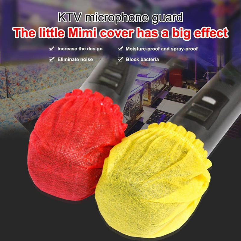 [AUSTRALIA] - 200 Pcs Disposable Microphone Cover, Non-woven Handheld Microphone Windscreen with Elastic Band, Clean and No-odor Mic Covers for KTV, Interview, Recording Studio, Performance, Speech (Red and Yellow) Red and Yellow