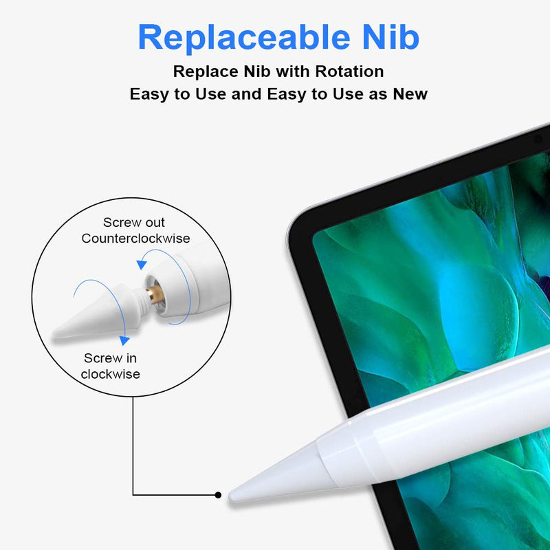 Stylus Pen for iPad with Palm Rejection Replaceable Nib Fine Point Smooth Pixel Level Precision Touch Control for iPad Pro 12.9" 3rd/4th 11" 1st/2nd iPad Air 3rd Gen iPad Mini 5th Gen iPad 6th/7th Gen - LeoForward Australia