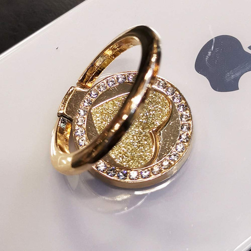  [AUSTRALIA] - LNtech Cell Phone Ring Holder Finger Kickstand, Glitter Grip Kickstand 360° Rotation Metal Ring Grip Compatible with iPhone 13 pro max,iPhone 12, Samsung S21 etc. (Gold) Gold