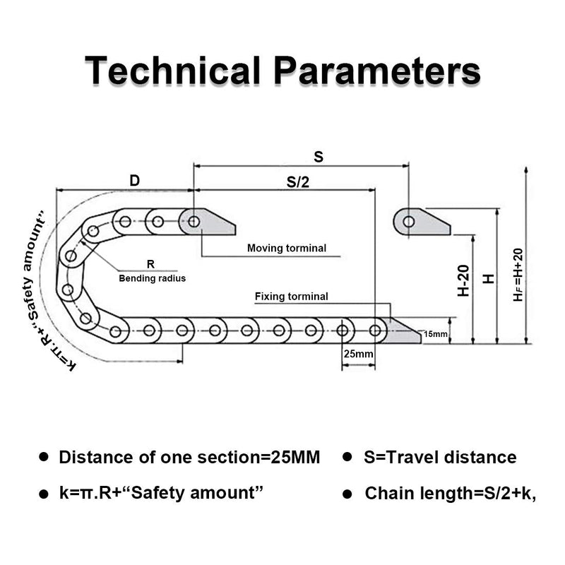  [AUSTRALIA] - LMioEtool R28/38 15mm x 30mm(Inner H x Inner W) Black Plastic Cable Wire Carrier Drag Chain 1M Length for CNC, with End Connectors - Semi Enclosed Type (Inner Side openable) 15*30B