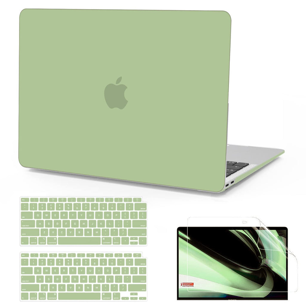  [AUSTRALIA] - B BELK Compatible with MacBook Air 13 inch Case 2022 2021 2020 2019 2018 Release A2337 M1 A2179 A1932 Touch ID, Matte Plastic Laptop Hard Shell Case + Keyboard Cover + Screen Protector, Avocado Green
