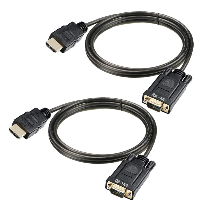  [AUSTRALIA] - HDMI to VGA Cable 2-Pack, UKYEE HDMI to VGA 1080P Male to Male Converter for PC,Laptop,Monitor,Projector,HDTV- Black