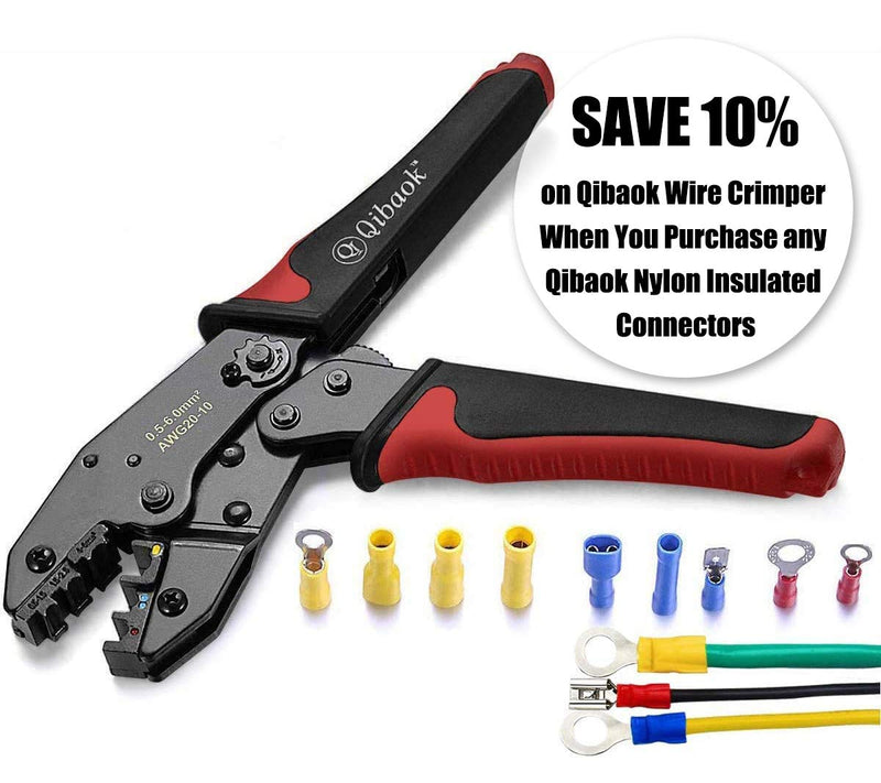  [AUSTRALIA] - Wire Crimper Tool Qibaok Ratcheting Insulated Wire Terminal Connectors Crimping Tool for AWG20-10 Crimping Tool For Insulated Nylon Connectors