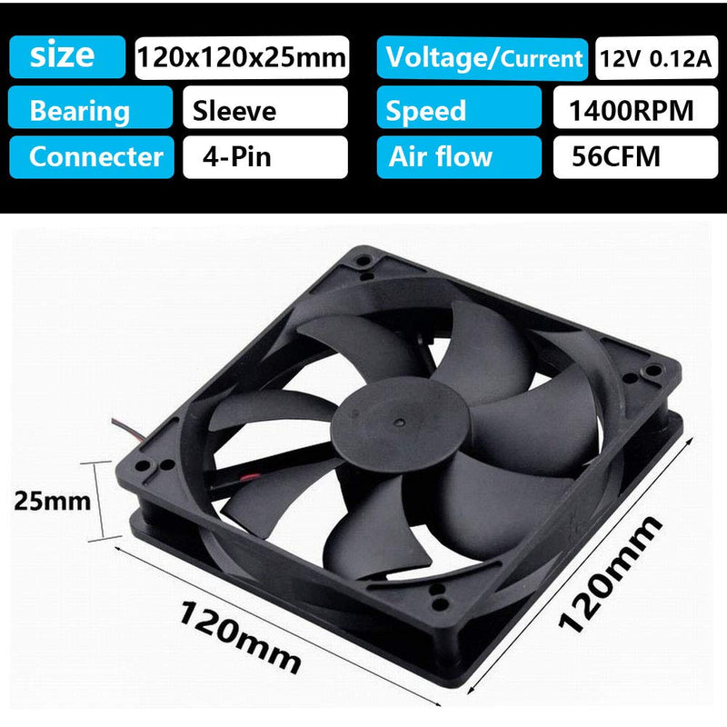  [AUSTRALIA] - Wathai 120mm Fan 120mm x 25mm 4Pin 12V DC Brushless Computer Case Cooling Fan 12V 4Pin 1500RPM