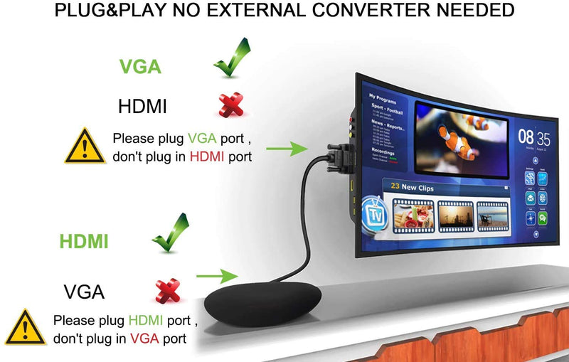  [AUSTRALIA] - NewBEP HDMI to VGA Adapter Cable, 6ft/1.8m Gold-Plated 1080P HDMI Male to VGA Male Active Video Converter Cord Support Notebook PC DVD Player Laptop TV Projector Monitor Etc