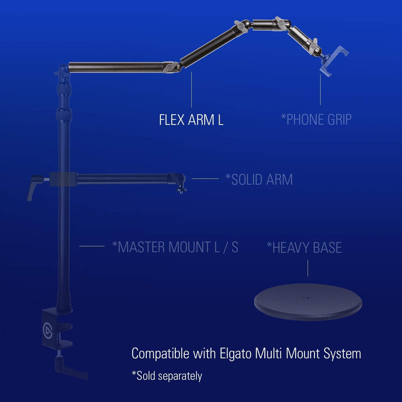  [AUSTRALIA] - Elgato Flex Arm L for Elgato Master Mount, Four Steel Tubes with Ball Joints, Compatible with all Elgato Master Mount Accessories