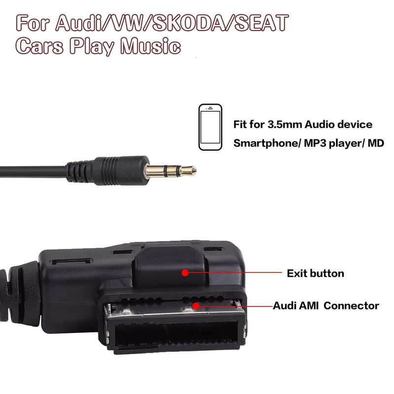  [AUSTRALIA] - OCR 6.6ft AMI MDI MMI AUX Cable Audio Music Interface Adaptor 3.5mm Jack Aux-in MP3 Cable for Audi Audi A3/A4/A5/A6/A8/Q5/Q7/R8/TT, VW Jetta Passat GTI GLI CC Tiguan Touareg EOS Golf Mk 6, etc.