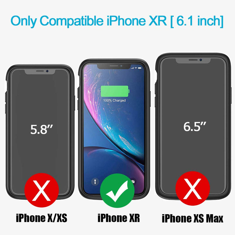  [AUSTRALIA] - Battery Case for iPhone XR, Enhanced 7000mAh Portable Protective Charging Case Compatible with iPhone XR (6.1 inch) Rechargeable Extended Battery Charger Case (Black) Black