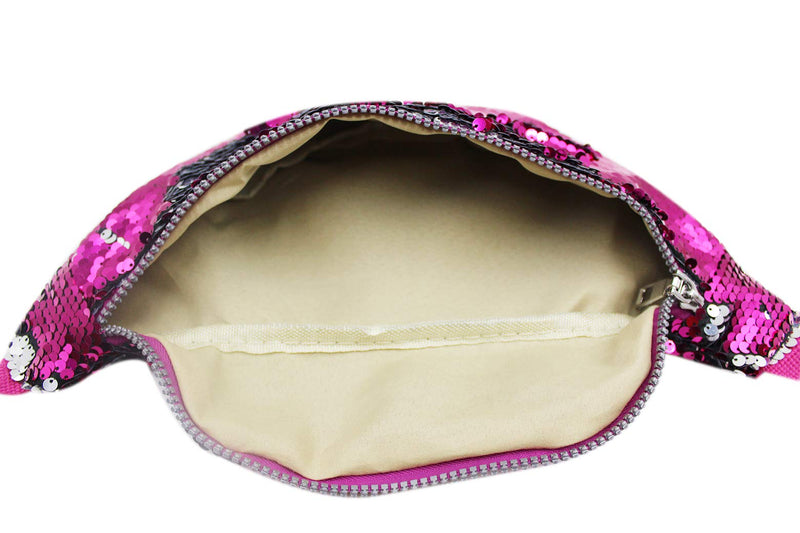 Aibearty Kids Glitter Reversible Sequin Fanny Pack Letter Print Waist Bag for Travel Outdoor Sport Rose - LeoForward Australia