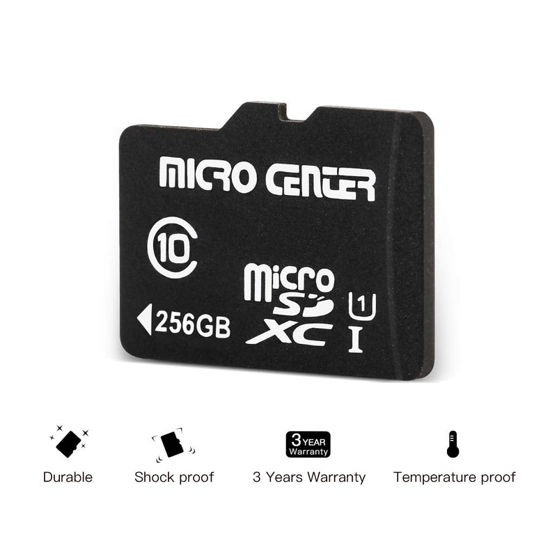  [AUSTRALIA] - Micro Center 256GB Class 10 MicroSDXC Flash Memory Card with Adapter for Mobile Device Storage Phone, Tablet, Drone & Full HD Video Recording - 80MB/s UHS-I, C10, U1 (1 Pack)