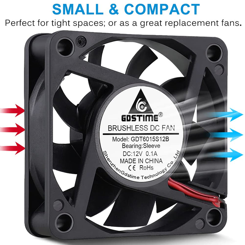  [AUSTRALIA] - GDSTIME 60mm x 60mm x 15mm 12v Brushless Dc Cooling Fan