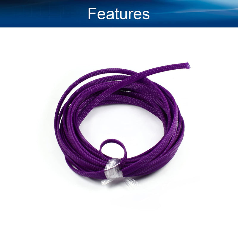  [AUSTRALIA] - Bettomshin 1Pcs 16.4Ft Expandable Braid Cable Sleeve, Width 6mm Wire Protector Purple for Sleeving Protect and Beautify The Industrial, Electric Wire Electric Cable