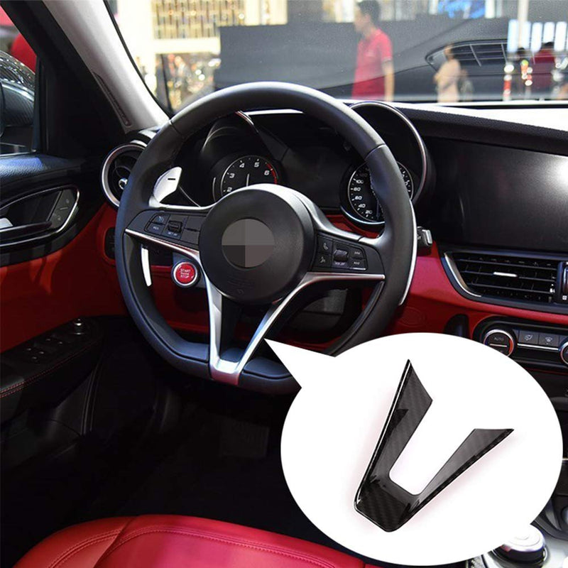  [AUSTRALIA] - Carbon Fiber Style Steering Wheel Decoration Strip Trim 1 PCS For Alfa Romeo Giulia Stelvio 2017-2019 Car Accessory