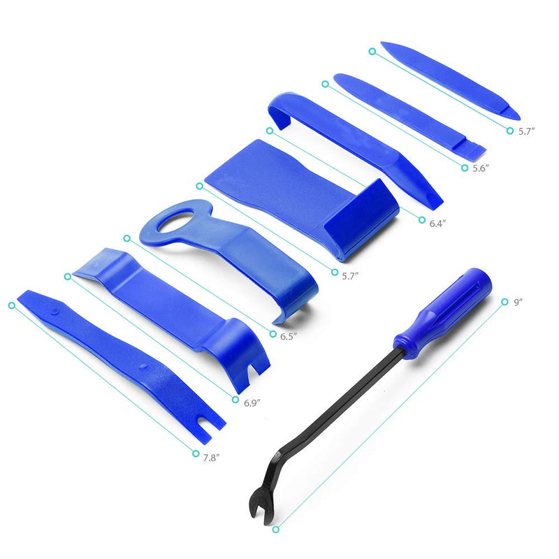  [AUSTRALIA] - MICTUNING 8PCS Auto Trim Removal Tool Set for Car Audio Dash Door Panel Window Molding Fastener Remover Tool Kit (Blue) Blue - 8Pcs