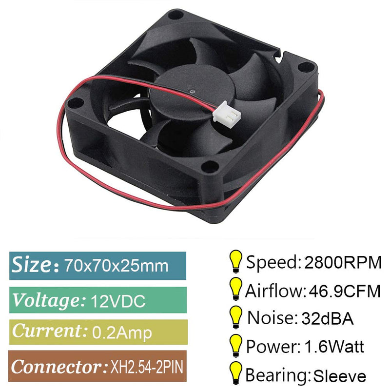  [AUSTRALIA] - GDSTIME 7025 70mm x 70mm x 25mm 12V DC Brushless Cooling Fan