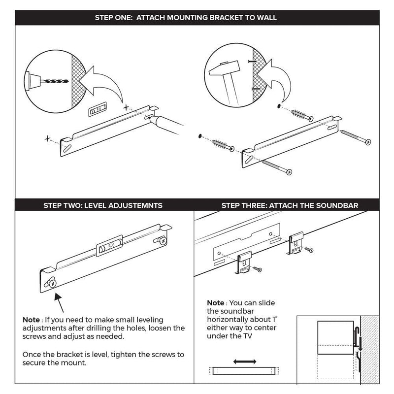  [AUSTRALIA] - Solo 5 Mounting Kit Compatible with Bose Solo 5 Soundbar, Allows for Post-Mounting Leveling and Centering Adjustments | by HumanCentric