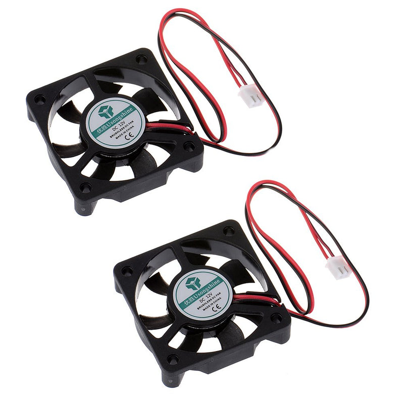  [AUSTRALIA] - Anmbest 2PCS 5010 Silent Brushless Cooling Fan 2 pin Brushless 5CM Fans DC 12V 0.1A 50mm X 50mm X 10mm for Cool 3D Printers Parts PC Case CPU Cooler Sleeve Bearing 7 Blades