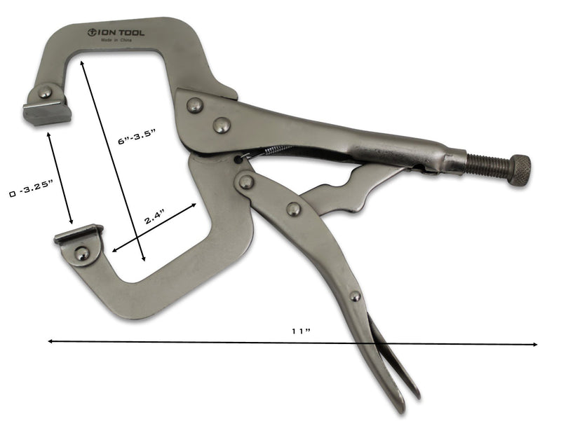  [AUSTRALIA] - ION TOOL 11” C-Clamp Locking Pliers, Large, Swivel Pads