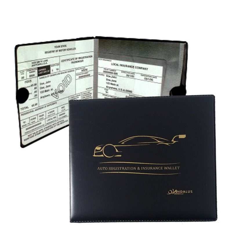  [AUSTRALIA] - ANDALUS Car Registration and Insurance Card Holder, Essential Auto Documents Organizer, Black 1 PACK