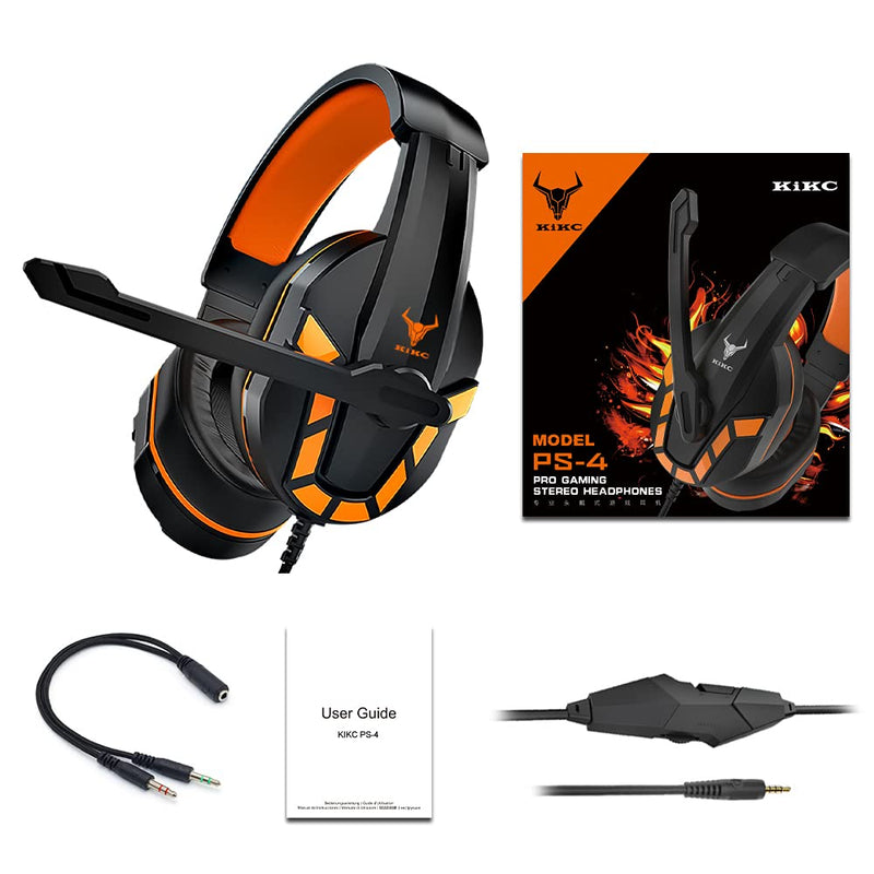  [AUSTRALIA] - Kikc PS4 Gaming Headset with Mic for Xbox One, PS5, PC, Mobile Phone and Notebook, Controllable Volume Gaming Headphones with Soft Earmuffs, Headphones for Kid Orange 1