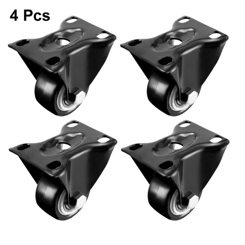  [AUSTRALIA] - uxcell Caster Wheels 1.5" Polyurethane with Top Plate 110LBS Capacity for Furniture Carts Workbench, Black, Pack of 4