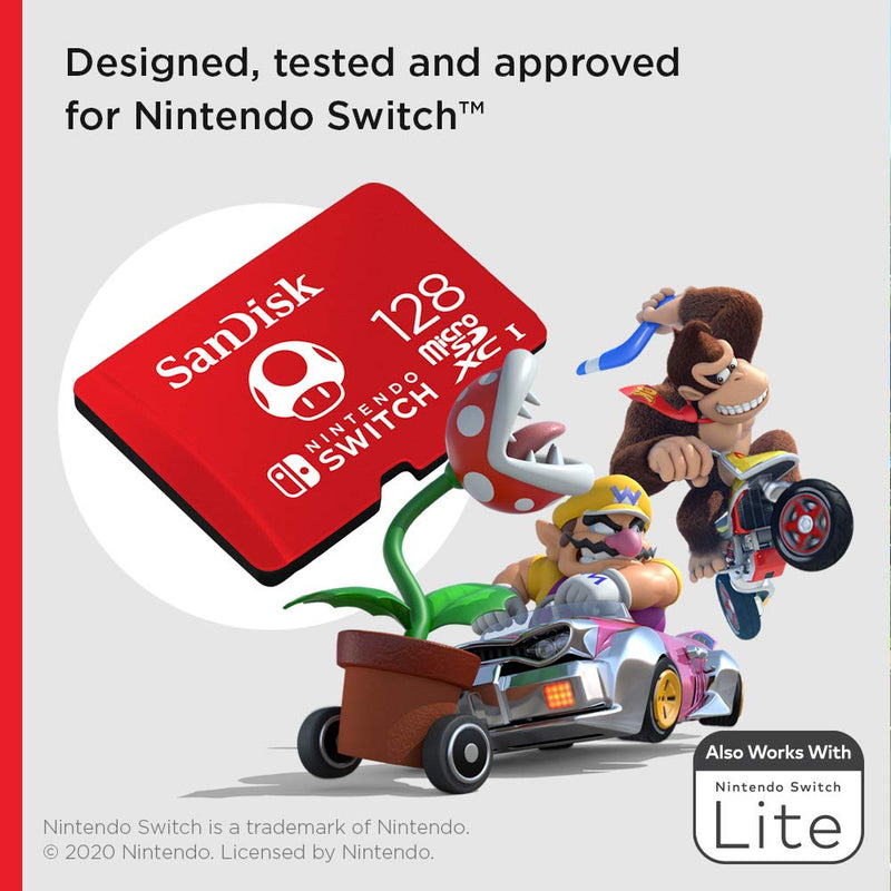  [AUSTRALIA] - SanDisk 128GB microSDXC Card, Licensed for Nintendo Switch - SDSQXAO-128G-GNCZN Super Mario Super Mushroom